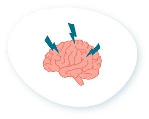 Abbildung zeigt ein Gehirn mit Blitzen